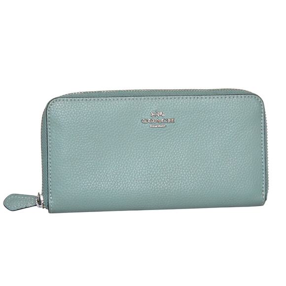 Coach Accordion Zip Wallet Aquamarine Green Blue - Picture 1 of 10